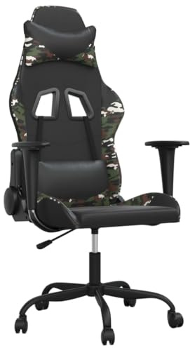 vidaXL Gaming Stuhl Racing Chefsessel Bürostuhl Drehstuhl Sportsitz Bürosessel Schreibtischstuhl Computerstuhl Schwarz Tarnfarben Kunstleder