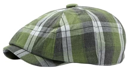 Barett Cap Herren Damen Baker Boy Hat - 8 Panel Retro Plaid Baskenmütze Schiebermütze Schirmmütze Newsboy Flat Caps Gatsby Hat Ivy Irish Cap (DE/NL/SE/PL, Alphanumerisch, Einheitsgröße, Grün 1)