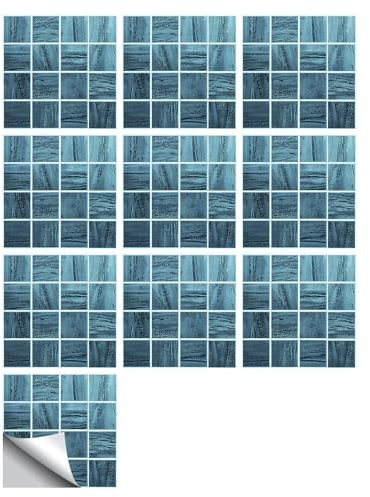 Fliesenaufkleber Blaues Mosaik Selbstklebende Klebefliesen, Wandfliesen Aufkleber,Wasserdicht Fliesensticker Fur Kuche Badezimmer Dekorative Stickerfliesen,Wohnzimmer Dekoration20X20Cm
