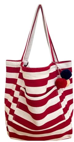 happymaker - Leichte XXL Strandtasche Damen, gestreifte Sommertasche aus Stoff für Urlaub & Strand, großer Shopper leicht & faltbar