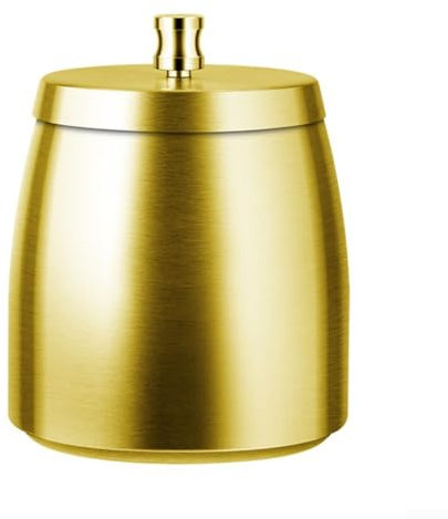 Posacenere in acciaio con coperchio, posacenere, resistente, con base antiscivolo, per esterni e interni (oro)