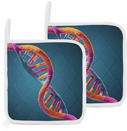 Topflappen-Set mit 2 DNA-Ketten, Foto-Topflappen-Set, hitzebeständige Hotpads zum Kochen, waschbar, Hot Pad für Männer und Frauen, Topfuntersetzer zum Kochen, Backen, Camping, 20,3 x 20,3 cm