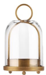 Twakutwaku 7.5 High Versatile Modern Metal Hurricane Lantern with Handmade Sturdy Glass Dome in Brass for 2 Pillar Candle & Plants, Industrial, Farmhouse, Shabby Chic (Brass, 4 x7.5 for 2 Pillar)