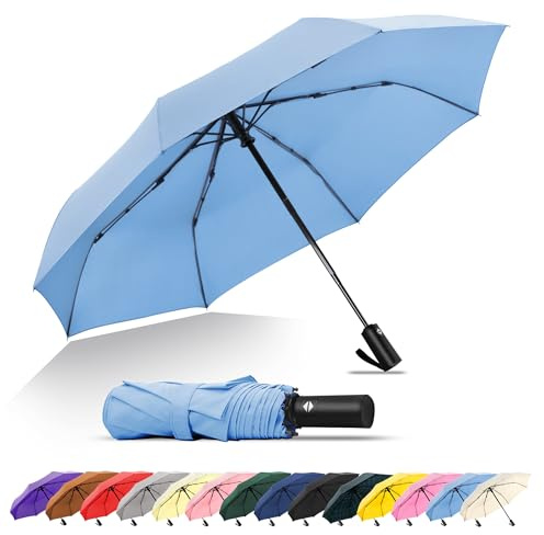 SoulRain Reise-Regenschirm, winddichter und kompakter Regenschirm für Regen, perfekter großer Auto-Klappschirm, idealer Autoschirm, Golfschirm und Reisebegleiter (Sora)