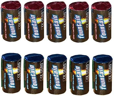 h2i Mini Vulkan | 10 St. | +/- 20 sek | Outdoor Leuchtfontäne mit silber rot & blauem Funkenregen für Silvester, Halloween & Partys | Kinder & Jugendfeuerwerk | g | Ganzjahresfeuerwerk Kat 1