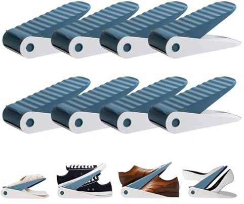 Jenmayt Schuhstapler 8 Stück,Schuhorganizer Platzsparend,Doppelschicht Schuhstapler,breite Auflagefläche Höhe einstellbar,rutschfest,für Typen von Schuhen