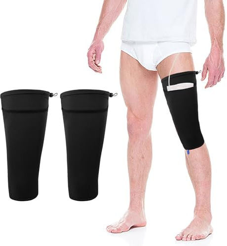 SJFNJN 2 Pcs Catheter Leg Bag Holder, Catheter Sleeves Urine Leg Bag Holder - Adjustable Urinary Drainage Bag Stay in Place Urine Bags for Legs Foley Catheter Bag Holder Strap for Men or Women (L)