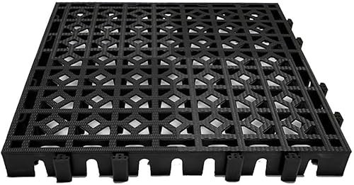HGOuhK Palés Plástico Ligeros Alfombra de Drenaje entrelazada for Garaje, baldosa de Malla plástica for sótanos y estacionamientos Palets De Plástico(Nero)
