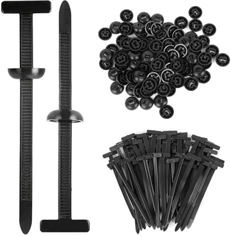 URAQT Lot de 100 Serre Cable Attaches Autobloquantes Universelles en Nylon Avec 100 Rivets en Plastique, outils de fixation multifonctions pour réparation automobile quotidienne