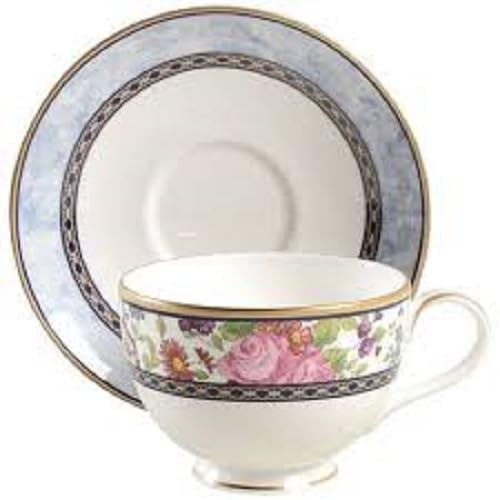 Royal Doulton Centennial Rose Pattern Tea Cup & Saucer Gilded Fine Bone China