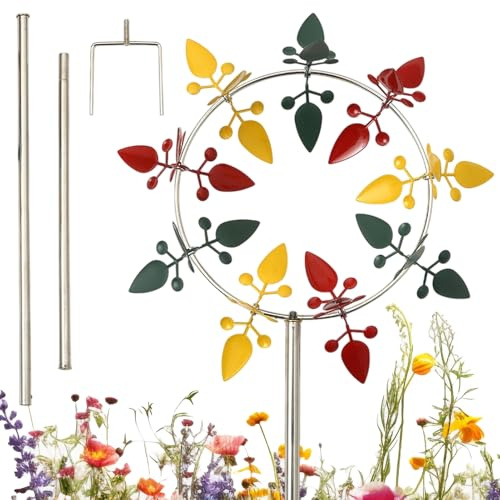 Piquet De Moulin À Vent pour Jardin,Pieu De Moulin À Vent Métal Extérieur Trois Couleurs - Girouette Résistante Aux Intempéries pour Cour, Jardin, Allée, Prairie, Chemin, Ferme, Terrasse