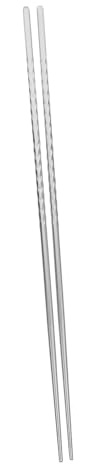 Palillos Chinos Extra Largos de Acero Inoxidable 1 Par | Antideslizantes, Reutilizables, Aptos para Lavavajillas, Acabado Plata, Uso en Cocina y Elegante