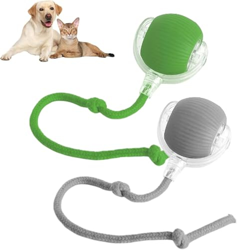 Ziswin Balle Roulante Interactive pour Chiens 2026 - Détection et Mouvement Automatique 360°, Jouet Stimulant Intelligent pour Chiens de Petite et Moyenne Taille (Gris + Vert)