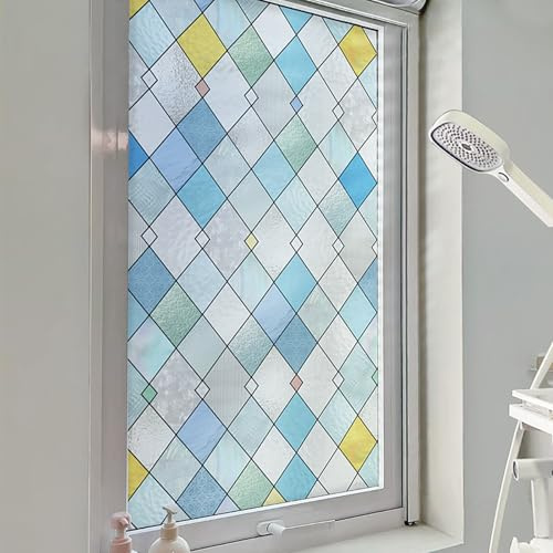 Vinilos para Cristales 50X100Cm Gradiente Azul Lámina Privacidad Oscurecer Ventanas,Autoadhesivo Electrostatico Película Esmerilado Decorativa,Anti UV,para Baño Cocina Oficina