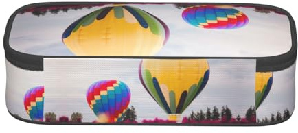 WXWJSHMGC Color Hot Air Balloon Print Pencil Case - Cute Pencil Case with Zip Closure Large Pencil Box for Student