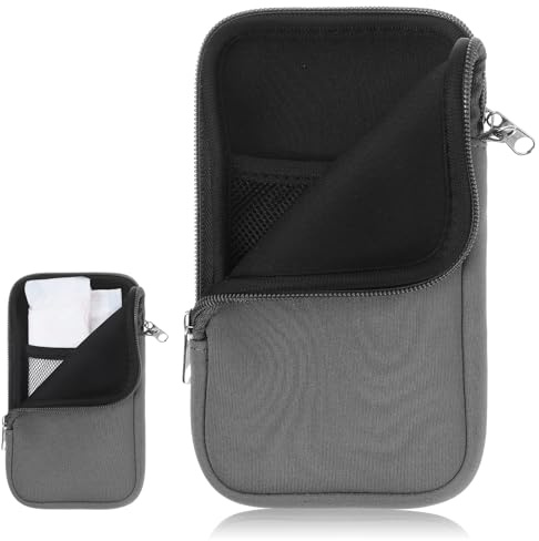 Prasacco Handy Tasche Handysocke Tasche für Handy Neopren-Handyhülle mit Kordelzug Universalhülle Phone Bag Einfache Handytasche für Smartphones bis 18,5 cm Karten Geld(Grau)