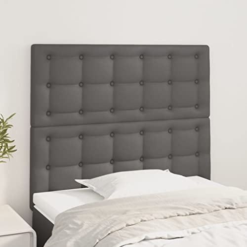 zylophax Kopfteil Grau Kunstleder 100x5x118/128 cm höhenverstellbar mit Holzbeinen, Polster Bezug und Rückenlehne für Schlafzimmer, stabiles Wandkissen, komfortable Stütze zum Anlehnen