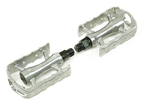 Silberne Pedale aus Aluminium mit gezackter Trittfläche 9/16 Zoll Pedalgewinde Fahrrad Pedal Paar für Retro City Bike Trekking Rechts + Links
