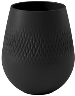 Villeroy und Boch Collier Noir Vase Carré No. 2, 12,5 x 12,5 x 14 cm, Premium Porzellan, Schwarz, Klein
