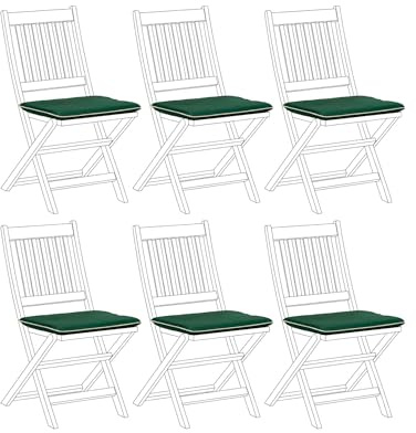 Gardenista Garden Chair Seat Pad | Indoor Water Resistant Outdoor Dining Chair Cushion | Soft & Thick Seating Cushion with Secure Ties | Durable Lightweight Patio Furniture Cushions (6 Piece, Green)