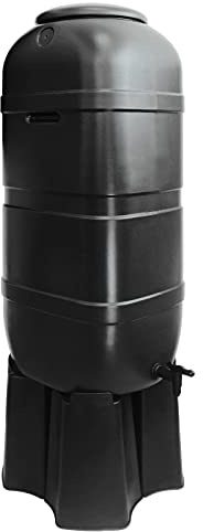 Regentonne mit 100 Liter - inklusive Standfuß und Wasserhahn - 100% recyceltes, ungiftiges Material