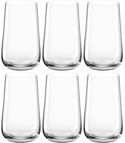 LEONARDO HOME Brunelli Trinkgläser 6er Set • spülmaschinenfeste Wasser-Gläser • Trink-Becher aus Glas • moderne Saft-Gläser • Whiskey-Glas • 530 ml • 066417