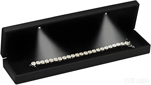 Three LED Light Black Bracelet Box Luxury LED with Light Bracelet Necklace Chain Jewelry Gift Box with 2 Lights for Women for Men