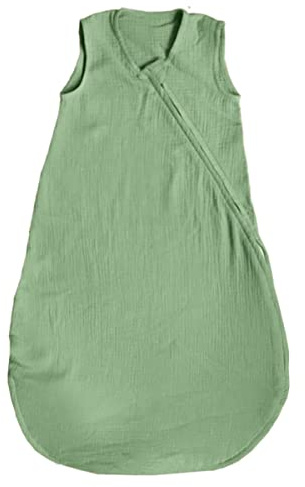 MIMUSELINA Saco Dormir bebé sin Mangas de Muselina (100% algodón, Transpirable). Evita Que se destapen. Saco arropar bebés Verano TOG 1.0. Cremallera Doble cursor Cambio pañal. (Menta, 6-18 Meses)