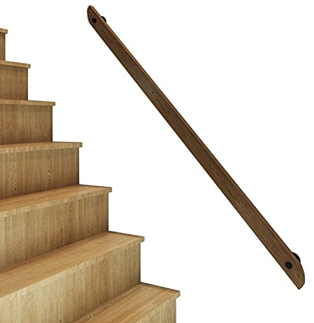 Corrimano in Legno per Scale Interni Esterni Ringhiera per Scale di Sicurezza per Bambini Anziani Maniglione per Mano Corrimano Antiscivolo per Scale per Villa,Kit Completo (150cm)