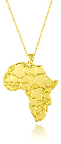 Women's Minimalist Africa Map Pendant Necklace, Trendy Personalized Africa Motherland Continent Outline Necklaces Chain Length 18 Extension Chain 2 ( 18K Gold and Silver Plated both Choice, Jewelry