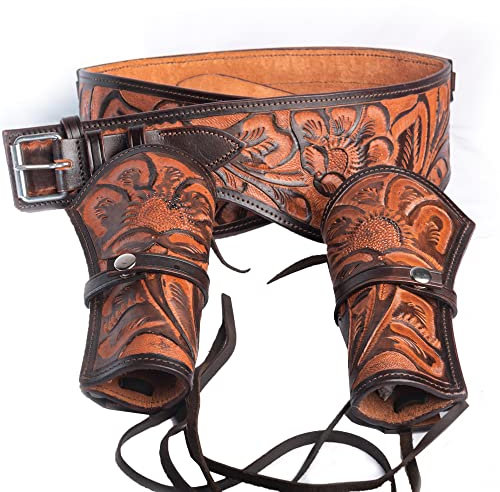 Hulara-Full Grain DD Harness Buff Leather Western Gun Holster für Herren Heritage Rough Rider 22 357 Magnum Holster Cowboy Gun Belt and Holster .38 .44 .45 .356 .358 Cal Schwarz Revolver Holster