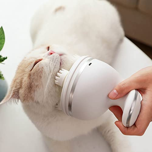 Wakects Massage für Katzen und Hunde, elektrisches Kopfhautmassagegerät mit 4 Köpfen, 84 Massageknoten, wiederaufladbar, USB, Massagegerät für Haustiere (Weiß)