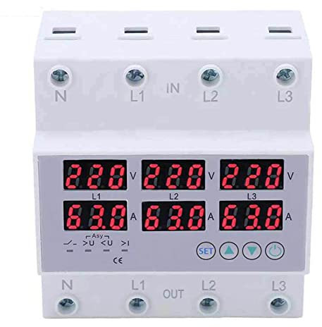 AC 390-500V Voltmetro Amperometro trifase su guida DIN Protezione corrente da sovratensione e sottotensione regolabile, Voltmetro Amperometro Multitester, Protezione automatica da sovratensione e sov