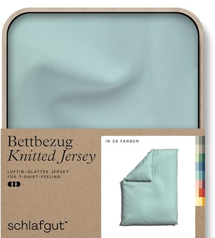 schlafgut Knitted Jersey Bettwäsche 155x220 cm Bio-Baumwolle, Petrol Mid | Bettbezug, Deckenbezug, Petrol, Jersey, mit Elasthan, faltenfrei, bügelfrei, OEKO-TEX