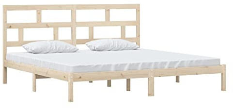 vidaXL Massivholzbett Kopfteil Doppelbett Bettgestell Lattenrost Bett Holzbett Bettrahmen Schlafzimmerbett Schlafzimmermöbel Kiefer 200x200cm