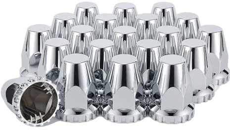 33mm x 2 7/8 Lug Nut Covers Push-On Standard, ABS Chrome Plastic Lug Nut Cover for Semi Trucks Trailers, 20 Pack
