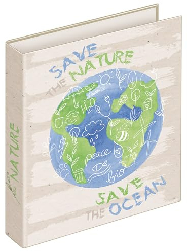 VELOFLEX 1151612 - Carpeta de anillas Nature, DIN A5, con mecanismo de 2 anillas, de cartón reciclable, carpeta escolar, carpeta de anillas, 1 unidad