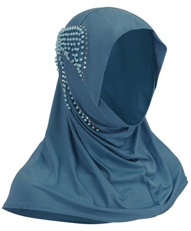 Damen Muslimische Kopftuch, Hijab Für Damen, Chiffon Weich Hijab Perlen Islamisch Dubai Kopftuch Gesichtsschleier Lang Turban Leicht Haartuch UV Schutz Kopfkappe Halstuch Volle Abdeckung Headwear