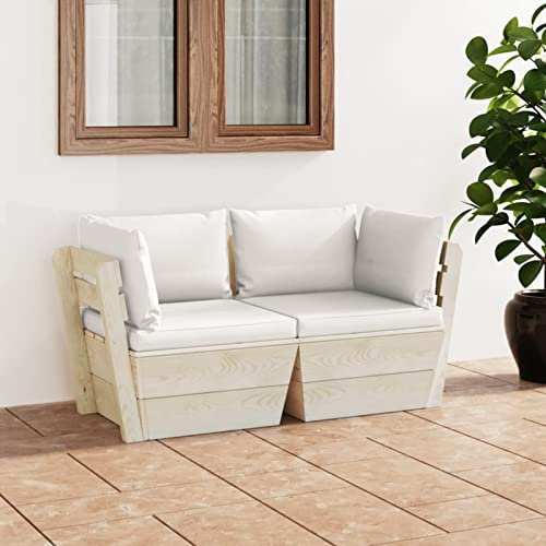ShCuShan Garten-Palettensofa 2-Sitzer mit Kissen Palettensofa PalettenmöBel LoungemöBel Outdoor Sofa Fichtenholz - 3063386