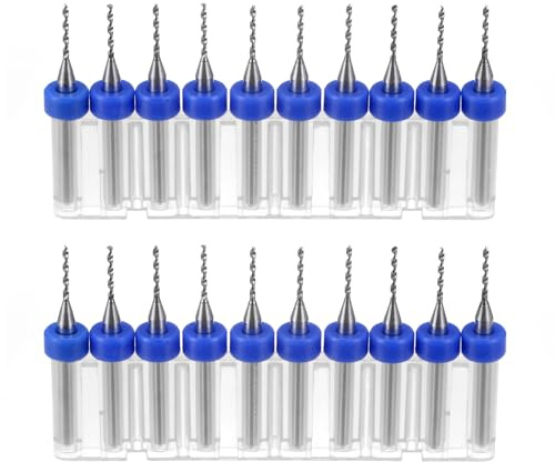 QUARKZMAN 2er Set 20 Stück PCB-Bohrer 1,1 mm Wolframkarbid Drehwerkzeug | Schmuck CNC Gravur Leiterplatte Mikro-Bohrer, 1/8 Zoll Schaft