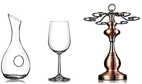 Aioneer Decanter Decanter per Whisky Decanter per Vino Decanter per Vino Moda Creativa Bicchiere di Cristallo Set per Vino Rosso Bicchiere da Vino Alto per la casa