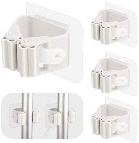 4 Stück Besenhalterung Wand Selbstklebend Besen Halterung Besen Halterungen Wand Broom Holder Besen Aufhänger für Besen Besenhalterung Wand Ohne Bohren Besenhalter Selbstkleben für Küche Bad Garten