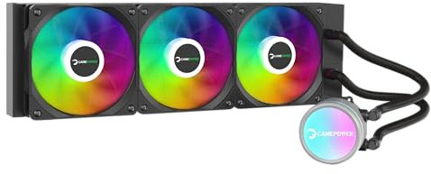 Gamepower Skadi V2 360 AIO - Enfriador líquido para CPU, bomba Halo ARGB, radiador de 360 mm con 3 ventiladores PWM direccionables RGB HDB, pasta térmica de 14.5 W/mK, compatible con Intel LGA 1851,