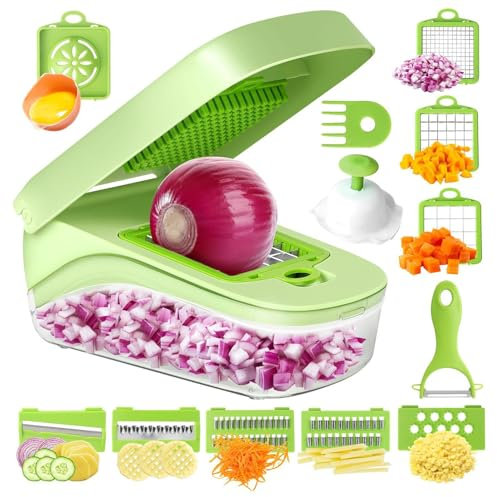 Food Chopper, Multifunctional Veggie Cutter, Food Dicer Container, Cooking and Meal Prep Tool, Onion Slicer, Vegetable Chopper with Container for Cooking, Meal Prep, Onion Slicer, Kitchen Gadgets