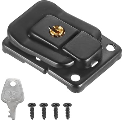 PATIKIL Chiavistello per Valigia 1,6 x 1,10,1pz Chiavistello Leva in Ferro con Chiavi/Viti Serratura per Scatola Gioielli Cassa in Legno Cassetta Attrezzi, Nero