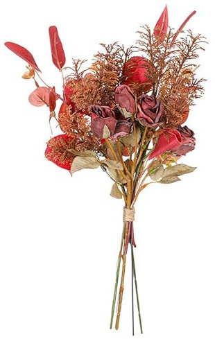 DADEA Fiori Autunnali Artificiali Bouquet Autunnale, Simulazione Rose Foglie di Eucalipto Bouquet di Fiori di Seta, Fiori Autunnali Artificiali per Decorazione, Steli Floreali (B)