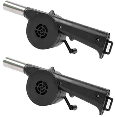 Ziiyoilh 2 Pièces Ventilateur Barbecue à Main avec Souffleur D'Air, D'Extérieur pour Pique-Nique, Manivelle Manuelle, Soufflet Feu, Outils BBQ