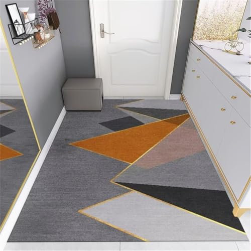 DJHWWD Rugs for Bedroom Kuschelige Teppiche Area Grauer, schmutzabweisender, strapazierfähiger Teppich mit modernem geometrischem Muster 200x300CM orange Waschbare