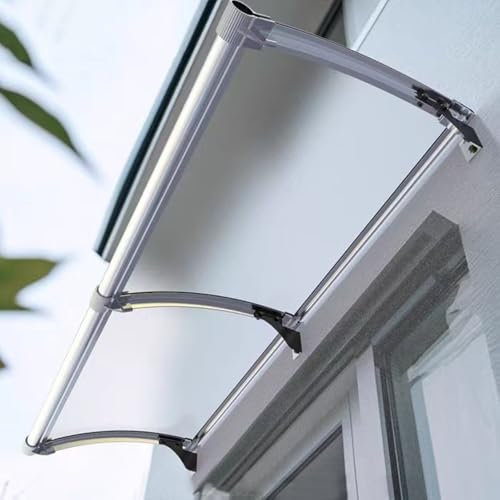 Auvent de porte d'entrée incurvé moderne avec support en aluminium 45/80/100/120 cm de largeur, 5 options de couleur, abri pour patio, porche, abri pour la neige, le vent et la pluie (45 x 230 cm,