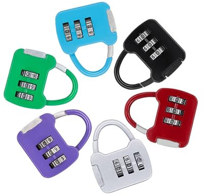 Amexo 6 Stück Klein Zahlenschloss, Mini Gepäckschloss für Reisen, 3 Stelliges Kofferschloss mit Zahlencode Zinklegierung, Bunte Vorhängeschloss für Reise Tasche, Spind, Tür Schränke
